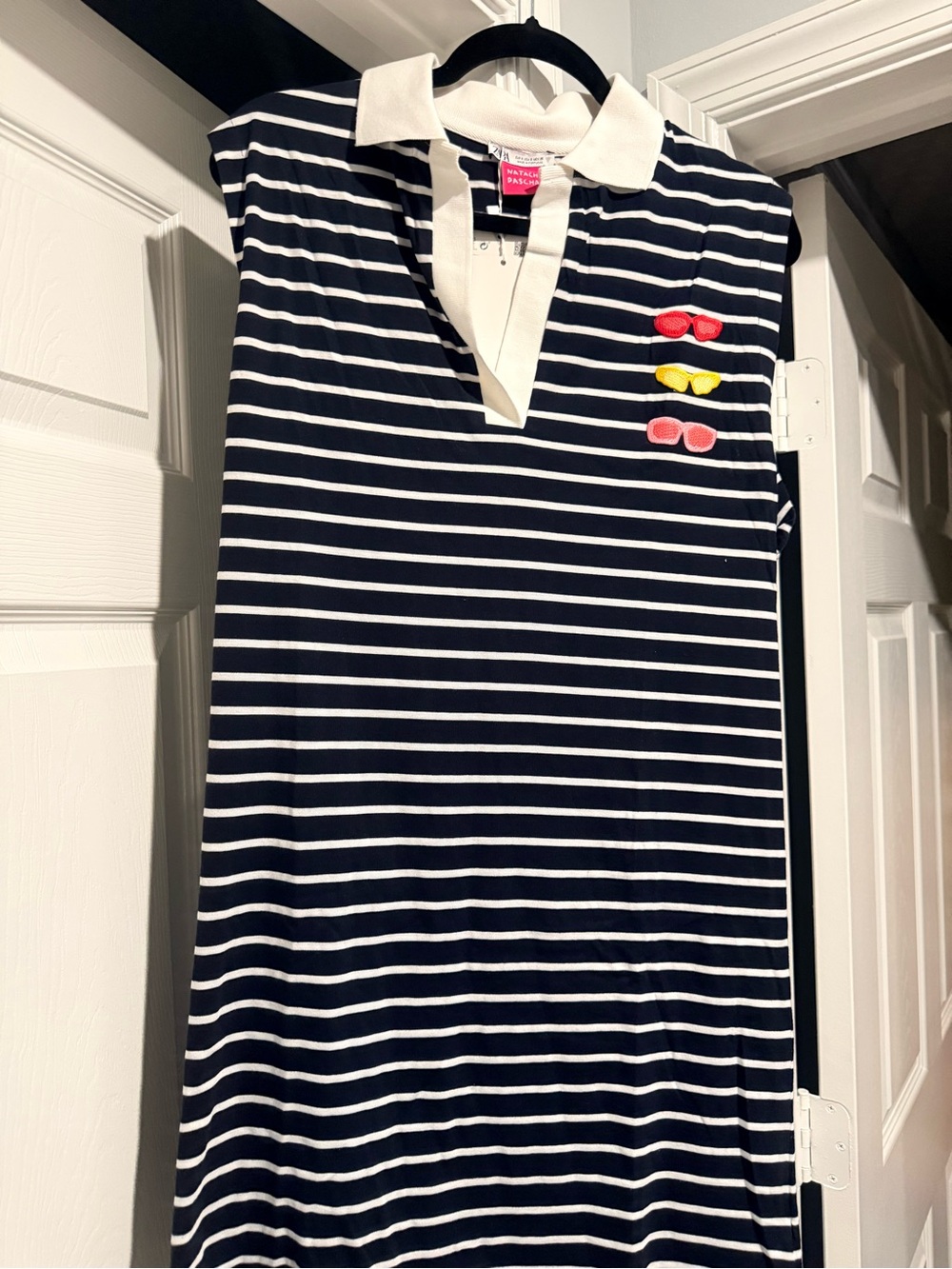 Zara Polo Dress colab - black & White Stripes -nwt -small oversized